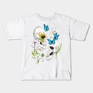 Flower and Butterfly and Skull Kids T-Shirt